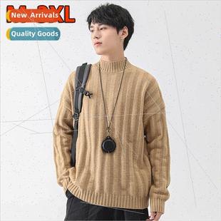 clothes high 2023 men young warm sweater neck half Winter