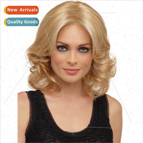 Europe wig short hair fashion ladies short curly hair blonde