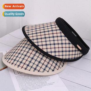 Summer large-brimmed hollow top hat women plaid straw hair b