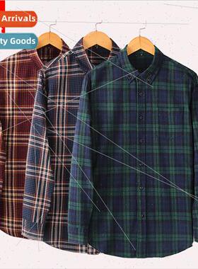 2024 Spring Autumn  Men Milled Plaid Long Sleeve Shirt Korea