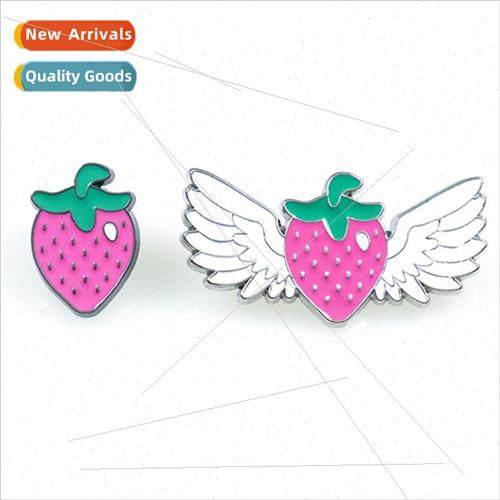 Azure Celeste Strawberry Badge White Wings Brooch Summer Fru