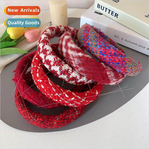New Year red hair band 2024 festive hairpin high skull top h