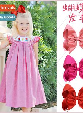 Europe Children Headdress 5.5inch Bow Hair Clips Gold Weft W