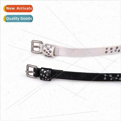 Studded pin buckle fashion versatile women thin belt clothin