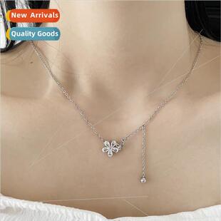 Butterfly Flower Necklace Women Tassel Teardrop Flash Drill