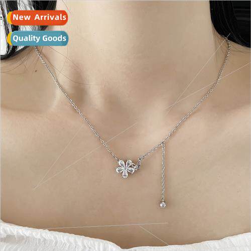 Butterfly Flower Necklace Women Tassel Teardrop Flash Drill