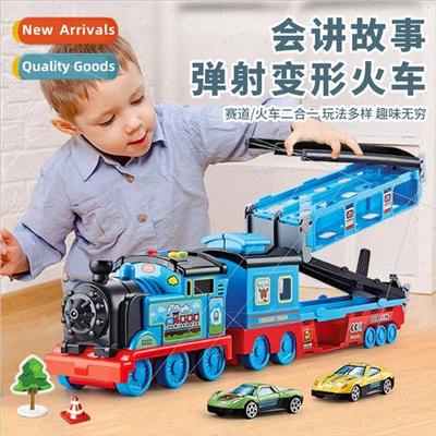 Childrens oversized track train toy catapult alloy car de适