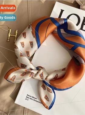 Korean neckerchief female silk small square scarf spring aut