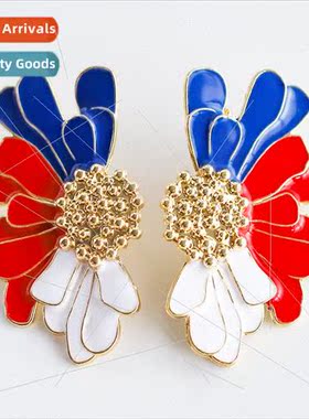 earringsEurope blue whe red Independence Day earringsCreativ