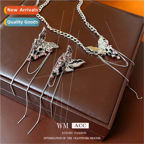 Diamond butterfly tassel irregular ear bone clip fashion hun