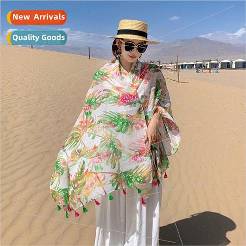 Colorful banana leaf sun shawl female thin  tourism desert s