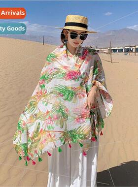 Colorful banana leaf sun shawl female thin  tourism desert s