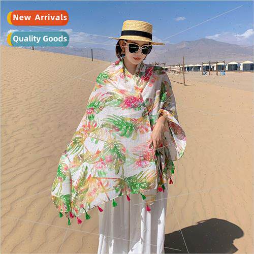 Colorful banana leaf sun shawl female thin  tourism desert s