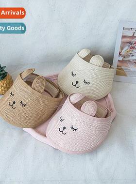 2019 Korean  summer rabb ears cartoon straw hollow cap hollo