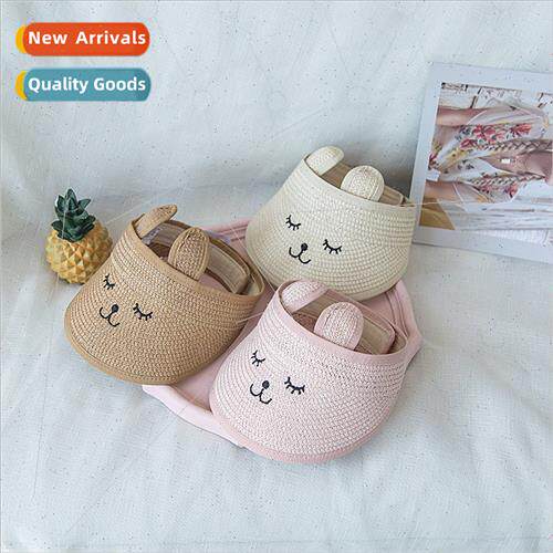 2019 Korean  summer rabb ears cartoon straw hollow cap hollo