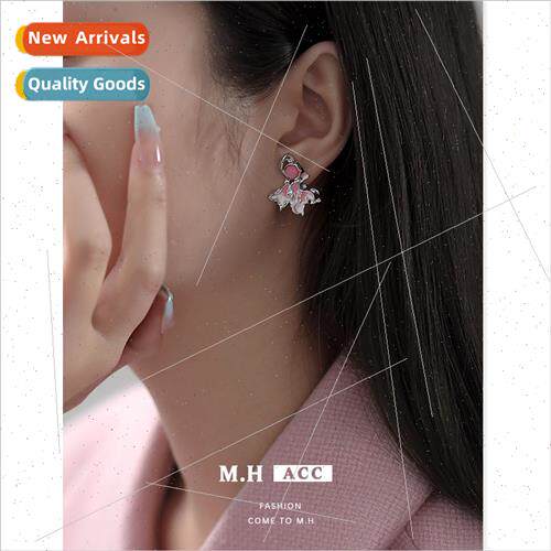 Pink oil drop pleated goldfish earrings niche earrings versa