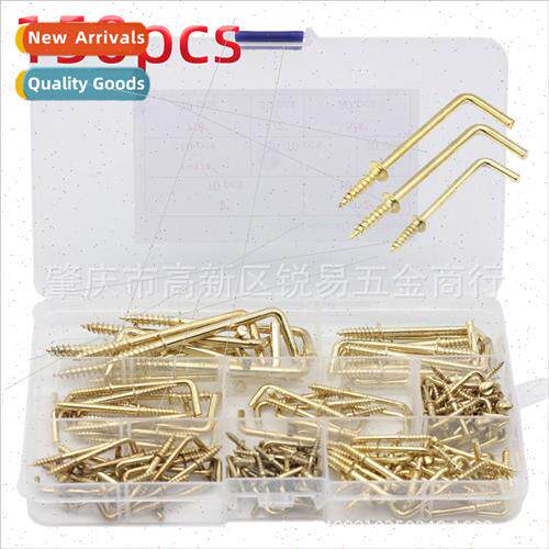 150pcs gold color right angle hook self-tapping screws set b