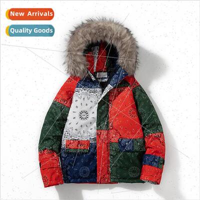 Colorful new cashew flower couple medium-length cotton jacke