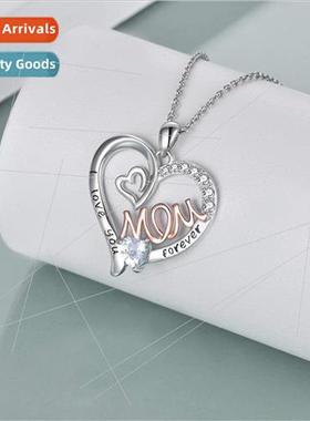 Heart Shaped Love Heart Mom Necklace Women Diamond Monogramm