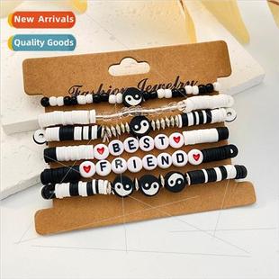 Europe elastic thread beaded love letters soft ceramic brace