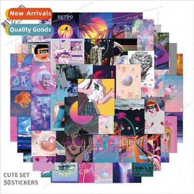 53 cute girl  steam wave handbook stickers notebook luggage