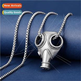 Steampunk Men Necklace Stainless Steel Gas Mask Hip Hop Pend