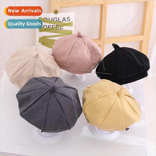 Children hats autumn winter new simple solid color beret Kor