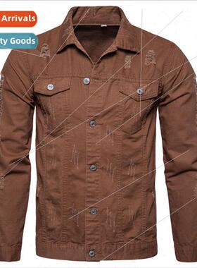 Fall winter clothing youth brown denim casual men single-bre