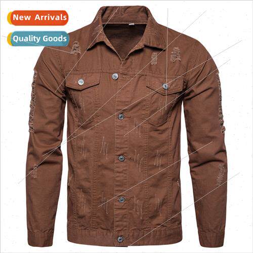 Fall winter clothing youth brown denim casual men single-bre