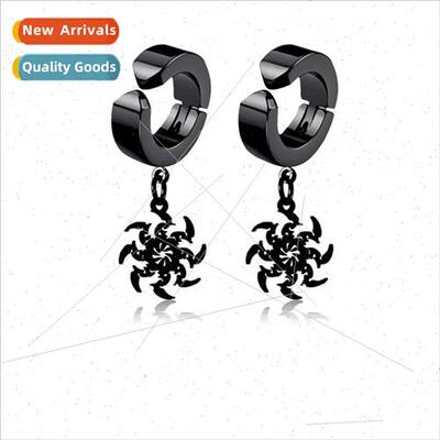 Tassel black Korean  earrings whout ear holes wind turbine m