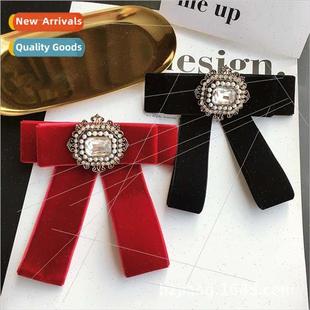 velvet handmade bow Korean diamond black square xury retro