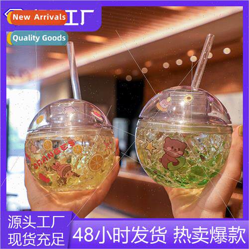 Creative round straw cup earth cup gel keep cold cup summer