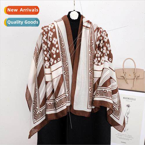 2023 fall winter new imation cotton linen scarf long silk sc