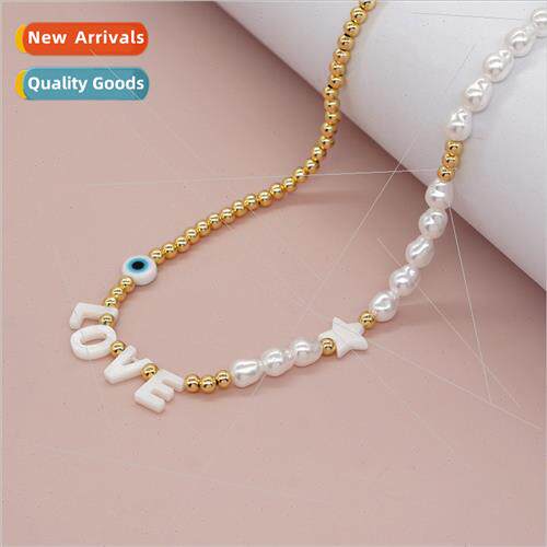 Baroque light luxury  collarbone chain shell pentagram Engli