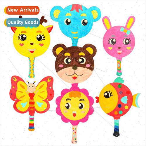 Children graffi painting fan blank round fan kindergarten di