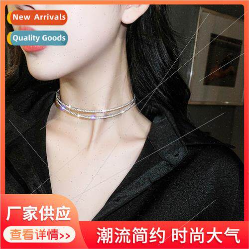 Micro-set rhinestone invisible collarbone chain short neck j