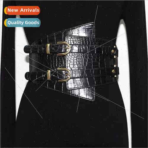 Europe ultra-wide female waist seal black waist decorative d