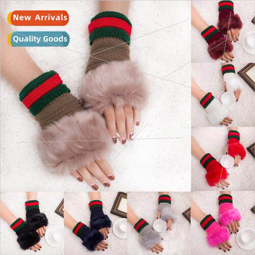 Gloves Furry Fur Gloves Fashion Woolen Open Finger Gloves Ha