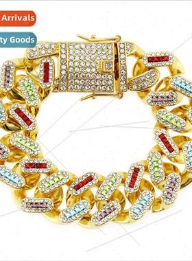 Europe hip hop rhinestones men cool bracelet hiphop Miami Cu