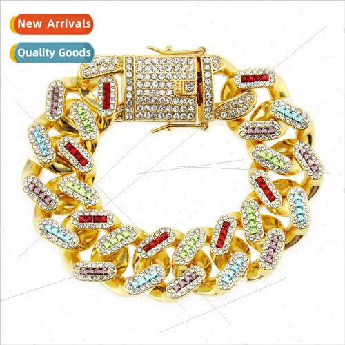 Europe hip hop rhinestones men cool bracelet hiphop Miami Cu