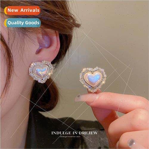 Earrings 2023 new tide pearl earrings female peach heart-sha