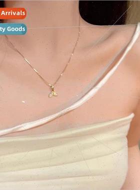 French Gold Mermaid Tail Pendant Necklace Women che Lockbone