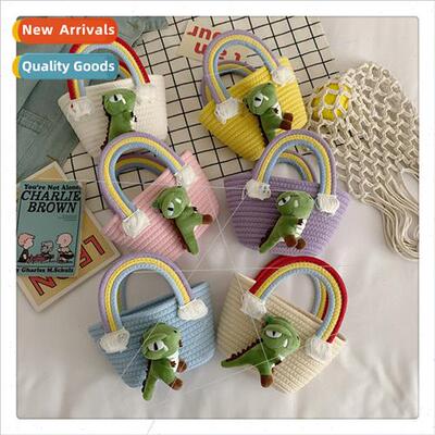 Rainbow Straw Plush Small Dinosaur Cheese Tote ins Cute Cell
