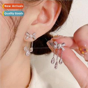 bow two tassel fashion earrings shaped sweet drop Korea wear