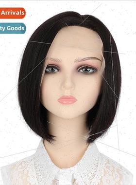 wig full head set female parted bob o head short hand woven