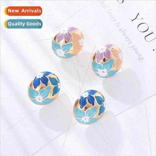 Europe new ins oil drop floral earrings female S925 silver n