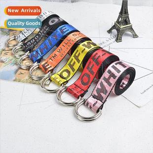 Men women belts letter embroidery canvas women belts nd doub