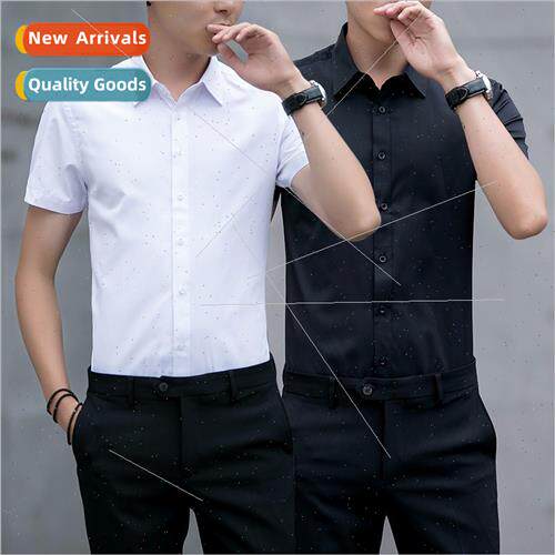 Whe shirt men short-sleeved -iron Slim youth business work w