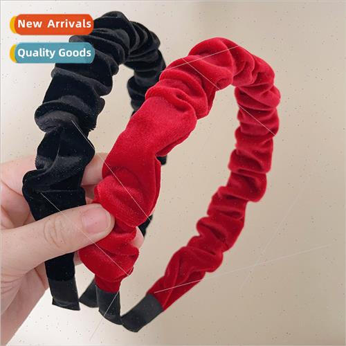 Autumn winter fabric pleated hair bands French retro velvet