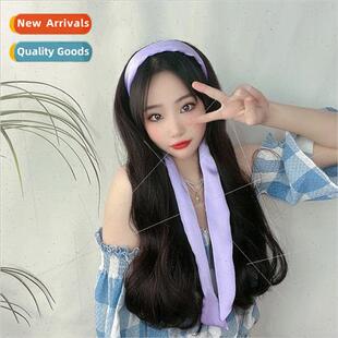 Nanchang headband wig female black long curly hair silk flut